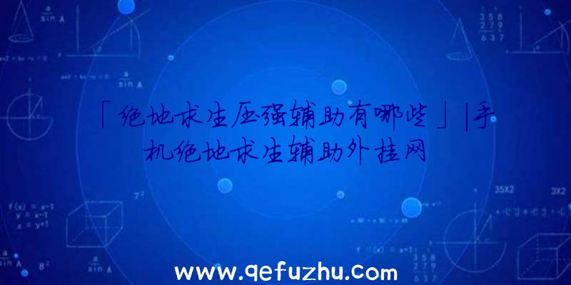 「绝地求生压强辅助有哪些」|手机绝地求生辅助外挂网